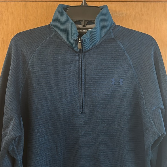 Under Armour Storm Coldgear Striped Quarter Half Zip Sweatshirt Blue Size Large - Picture 2 of 11